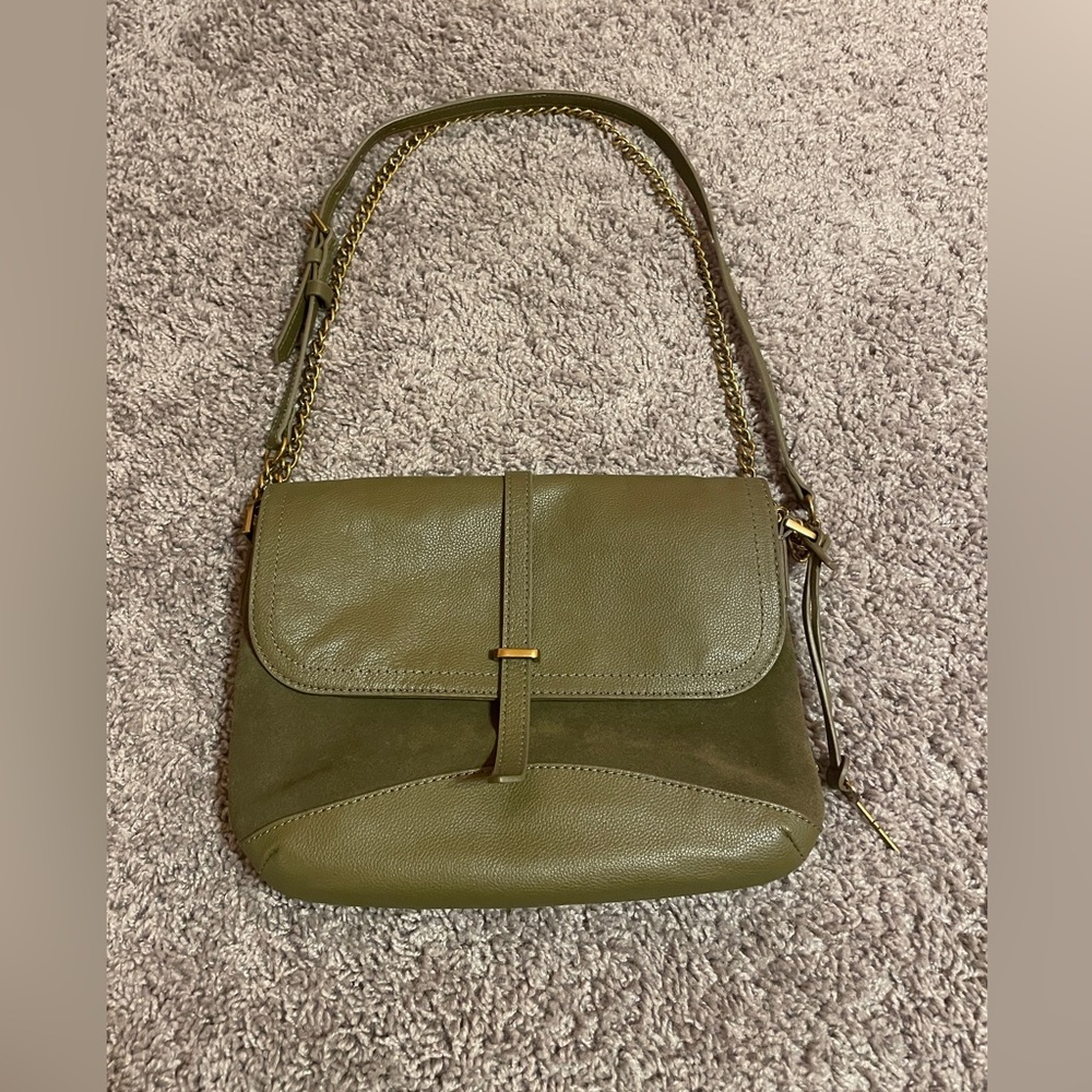 Fossil Edelyn Crossbody Olive Mixed Material Leather and Velvet
